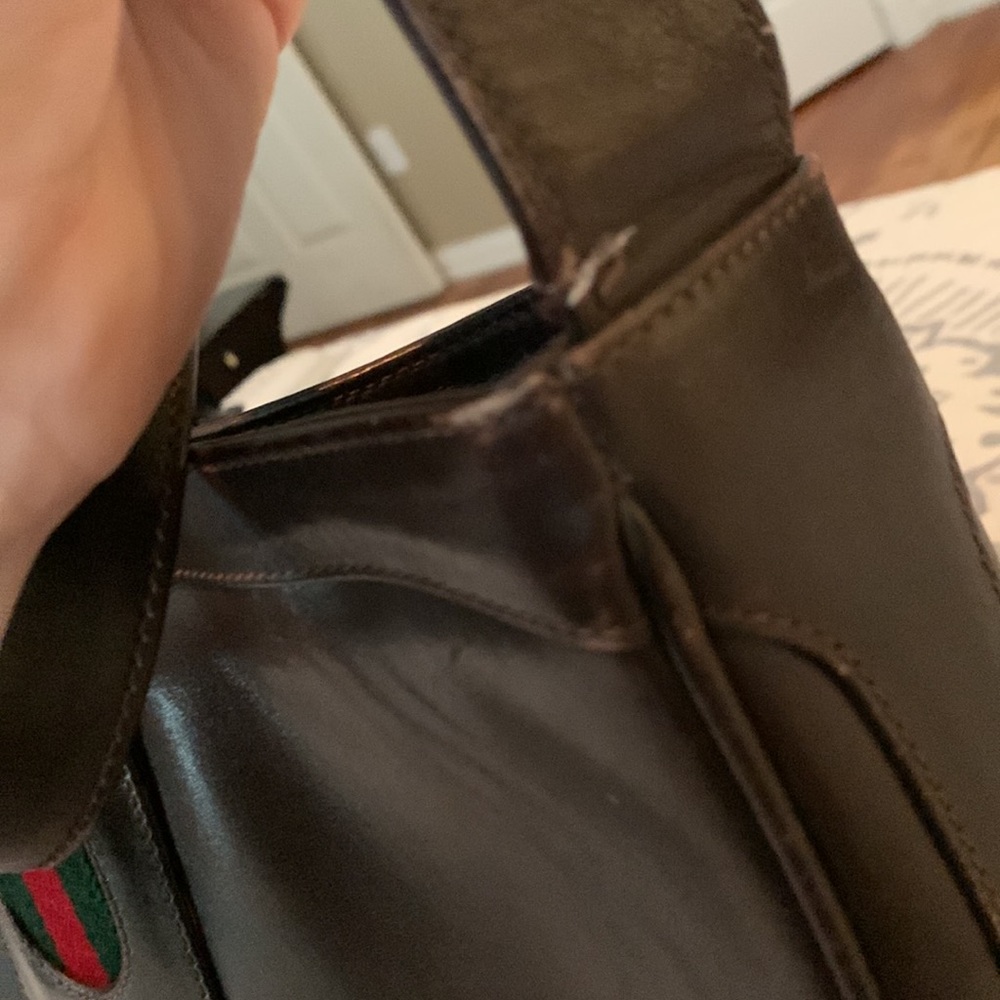 Gucci Web Stripe Leather Equestrian Boot Emblem Shoulder Bag - Picture 13 of 16